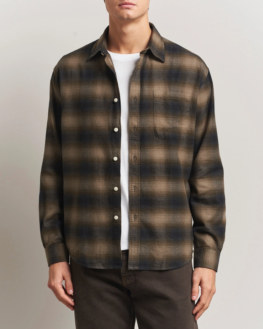 Herr | Skjortor | NN07 | Deon Flannel Checked Shirt Black/Green