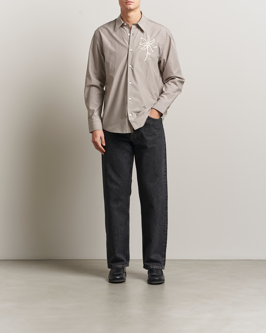 Herr | Skjortor | NN07 | Quinsy Striped Embroidered Shirt Brown