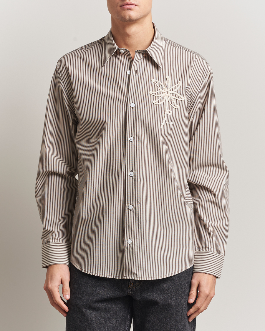 Herr | Skjortor | NN07 | Quinsy Striped Embroidered Shirt Brown