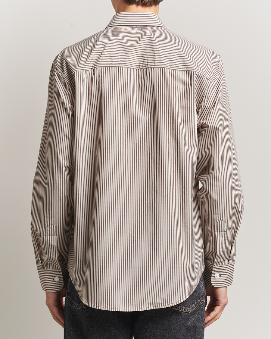 Herr | Skjortor | NN07 | Quinsy Striped Embroidered Shirt Brown