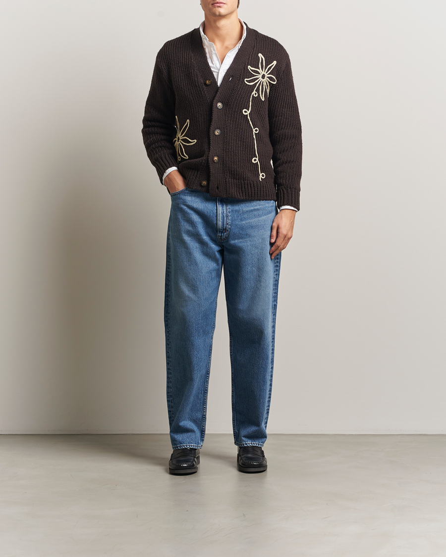 Herr | Tröjor | NN07 | Mika Knitted Flower Cardigan Dusky Port