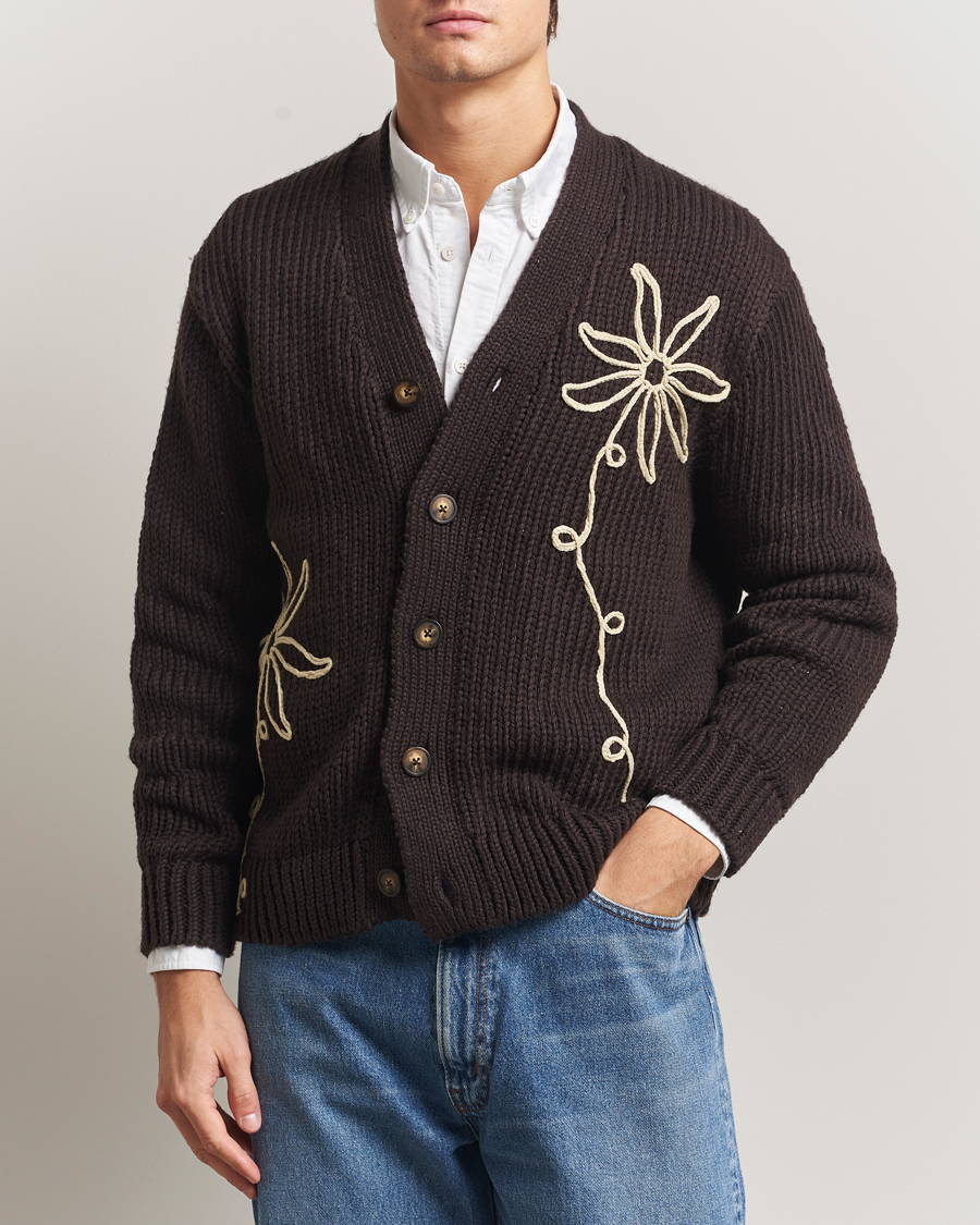 Herr | Tröjor | NN07 | Mika Knitted Flower Cardigan Dusky Port