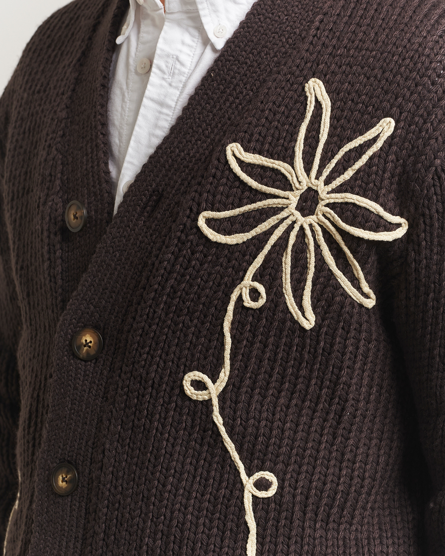 Herr | Tröjor | NN07 | Mika Knitted Flower Cardigan Dusky Port