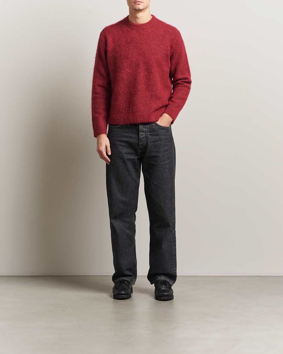 Herr | Tröjor | NN07 | Russell Alpaca Knitted Crew Neck Cranberry