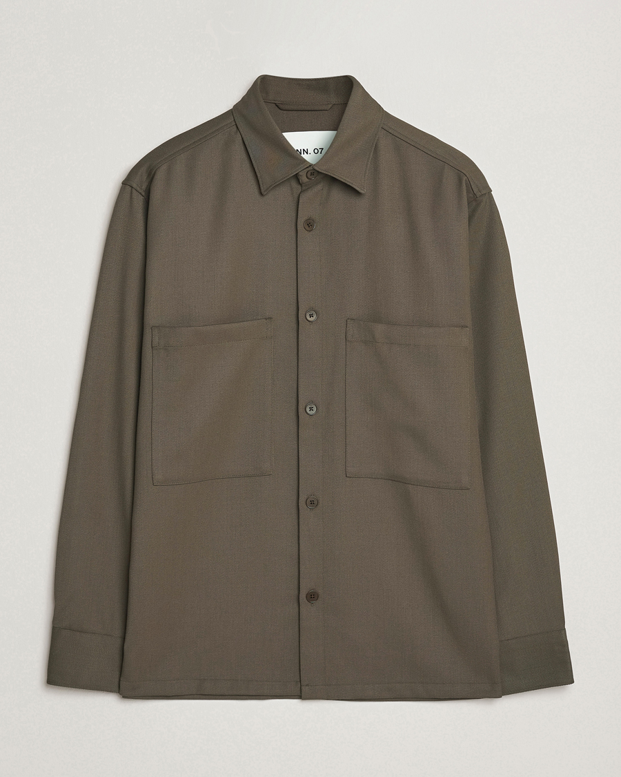 Herr | Skjortor | NN07 | Freddy Wool/Tencel Overshirt Mable Husk