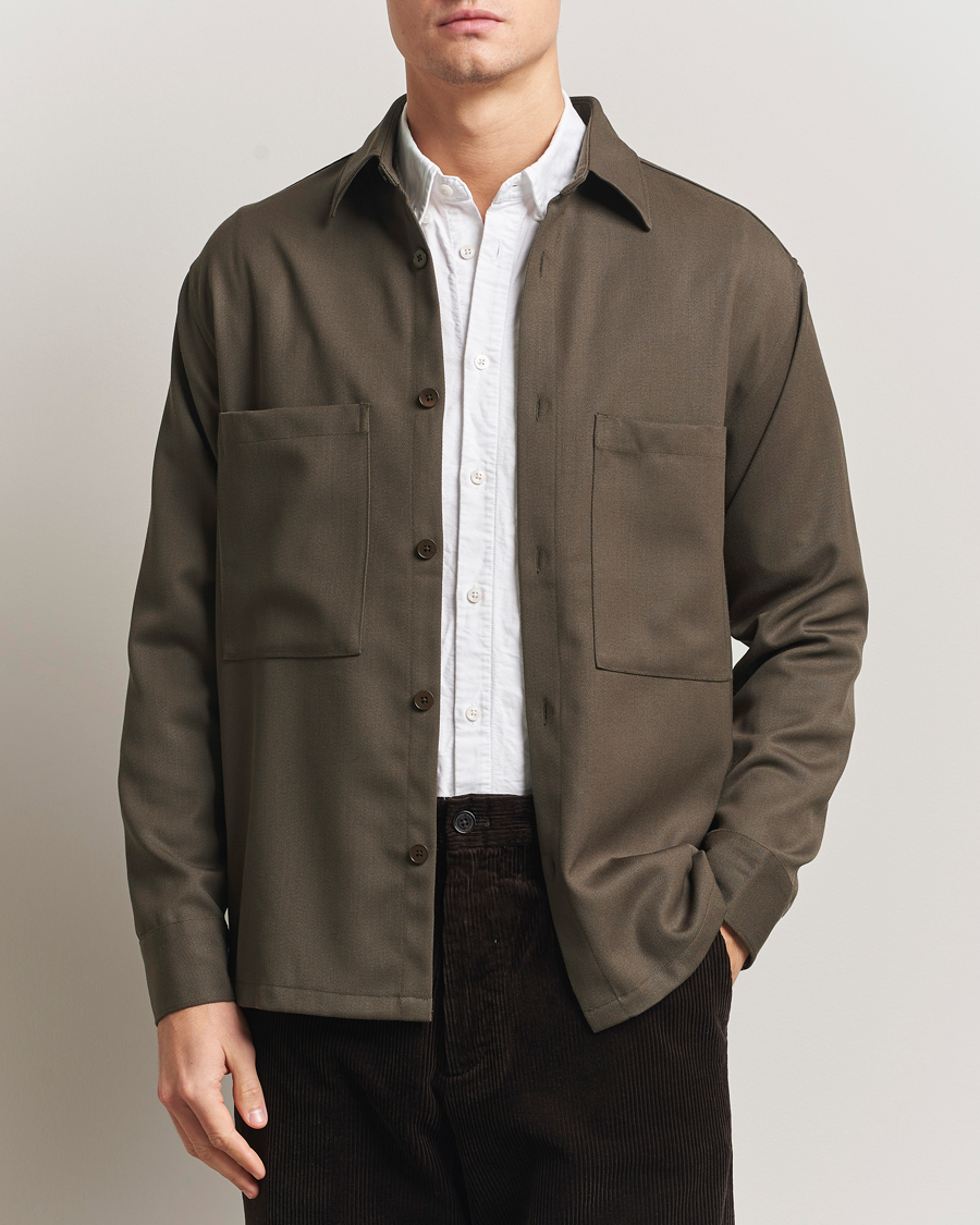 Herr | Skjortor | NN07 | Freddy Wool/Tencel Overshirt Mable Husk