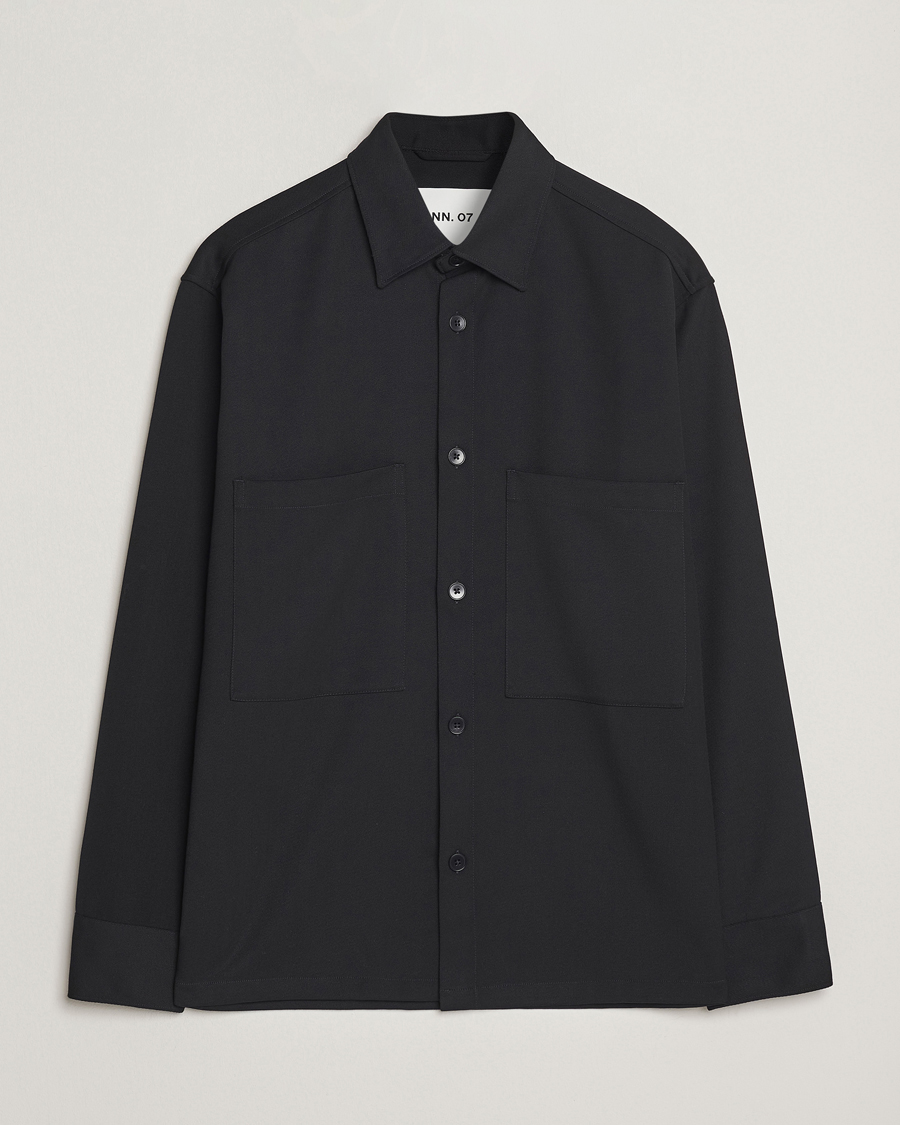 Herr | Skjortor | NN07 | Freddy Wool/Tencel Overshirt Black