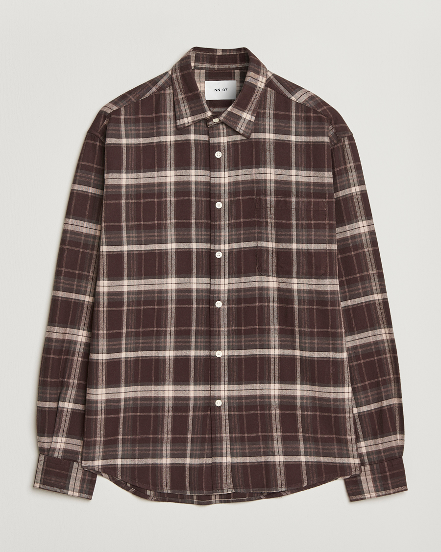 Herr | Skjortor | NN07 | Deon Flannel Checked Shirt Dusky Port