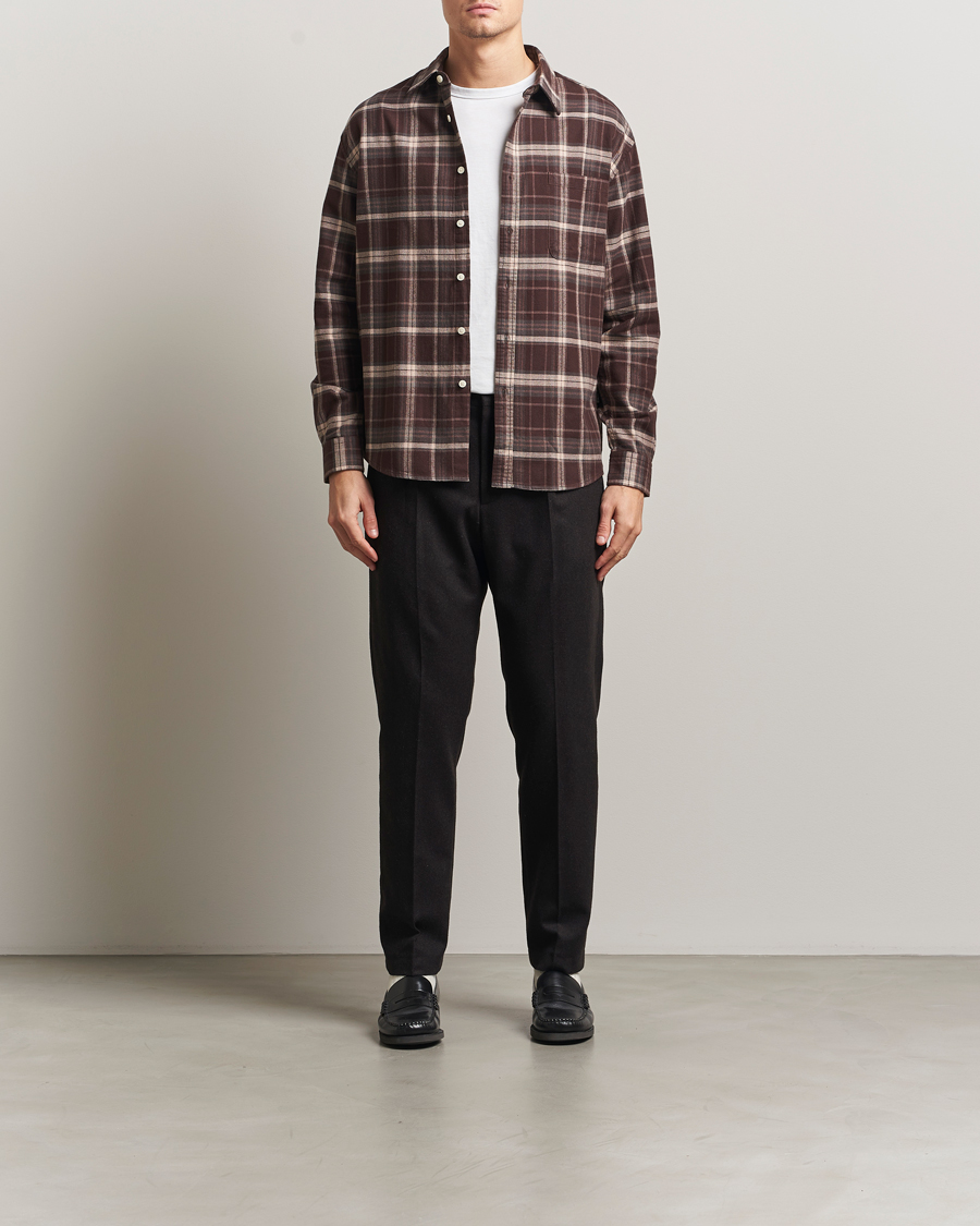 Herr | Skjortor | NN07 | Deon Flannel Checked Shirt Dusky Port