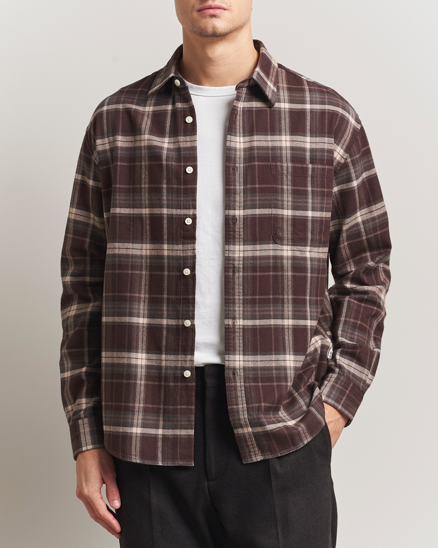 Herr | Skjortor | NN07 | Deon Flannel Checked Shirt Dusky Port