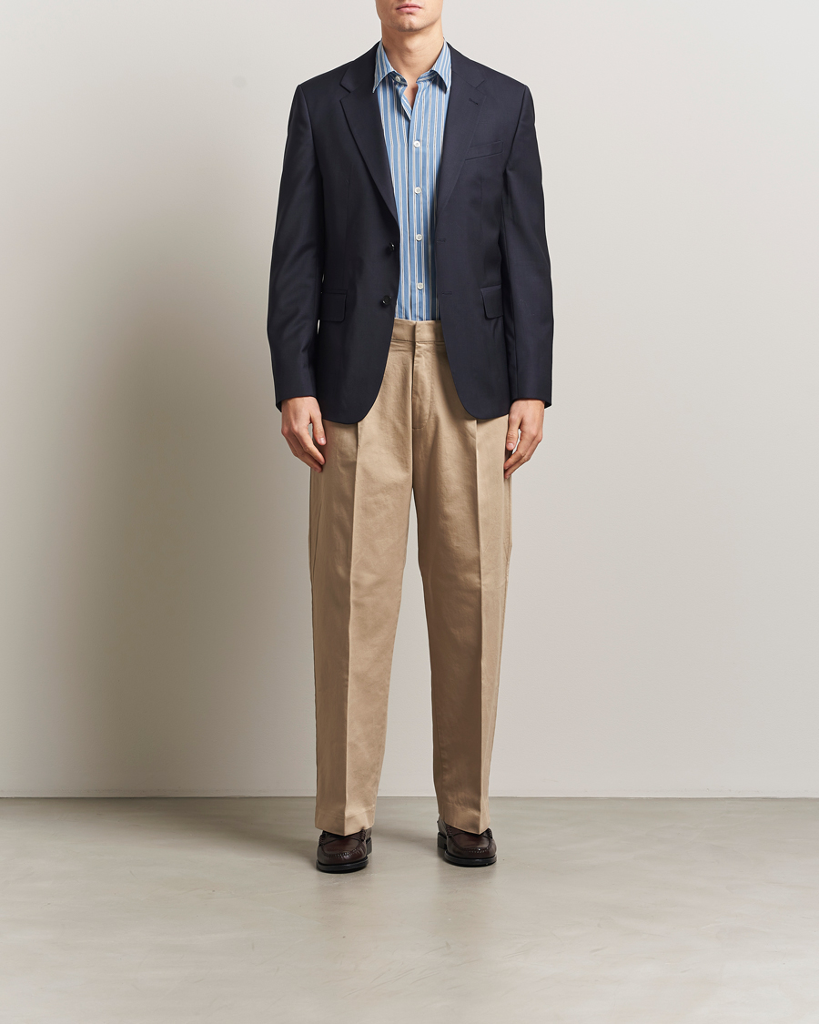 Herr | Byxor | NN07 | Kay Relaxed Fit Pleated Cotton Trousers Desert Khaki