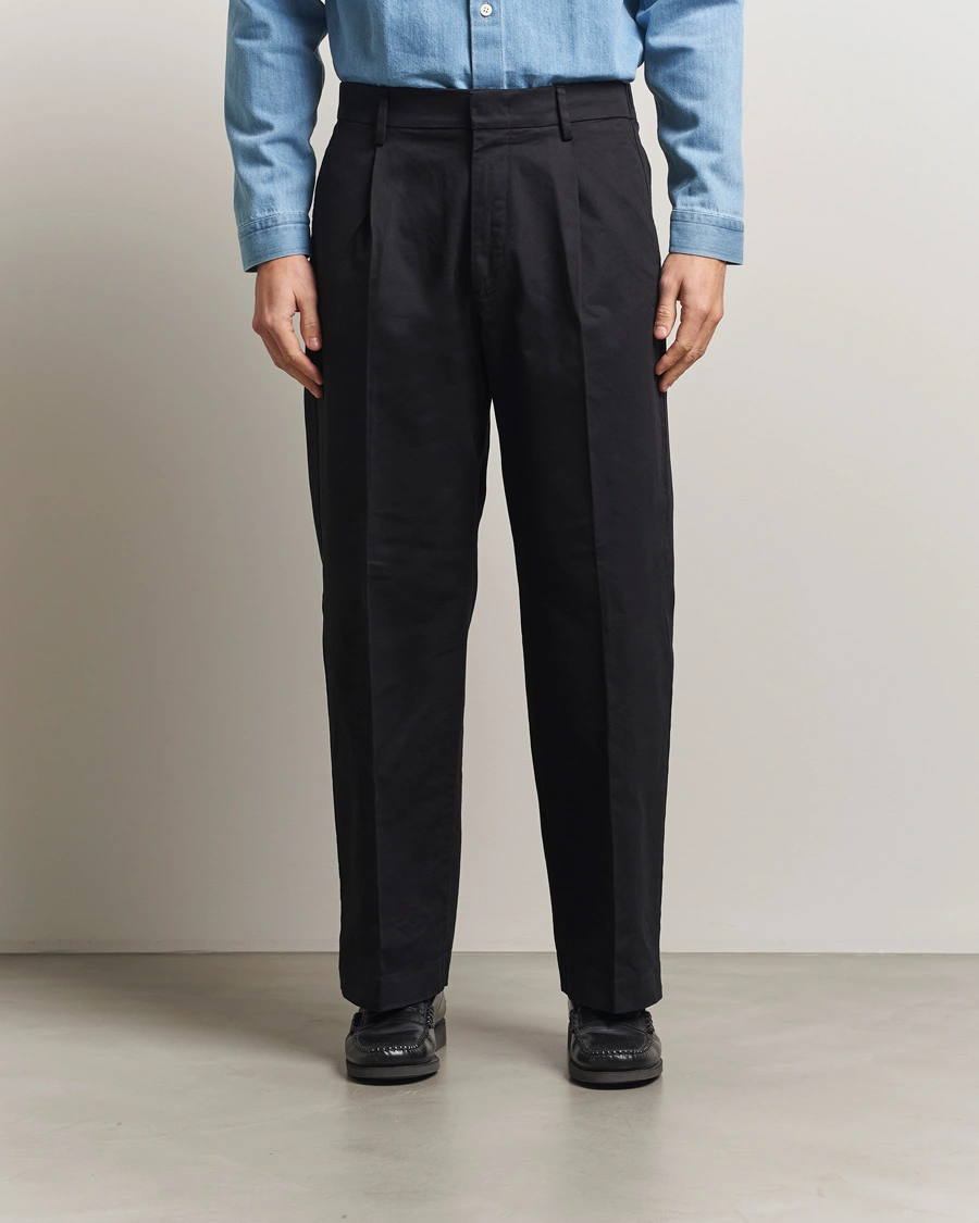 Herr | Byxor | NN07 | Kay Relaxed Fit Pleated Trousers Black