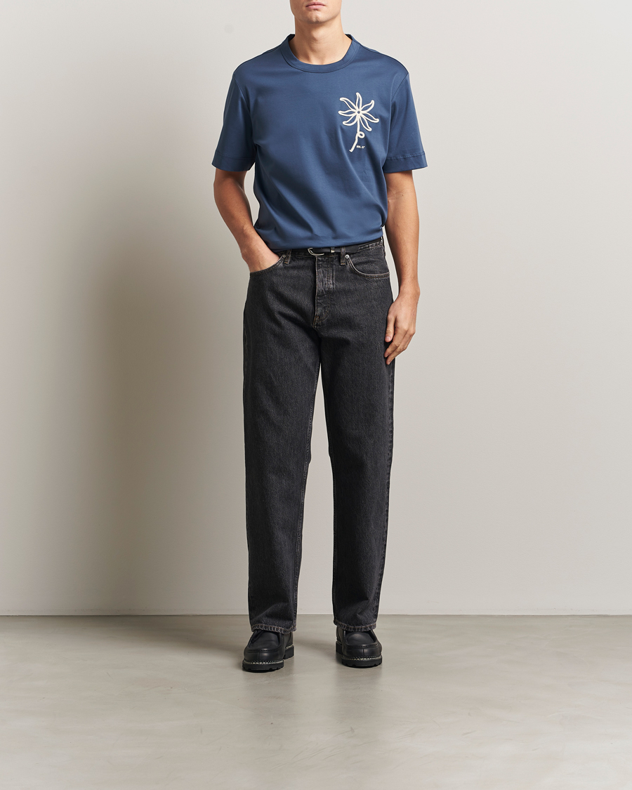 Herr | T-Shirts | NN07 | Pedro Embroidered T-Shirt Denim Blue