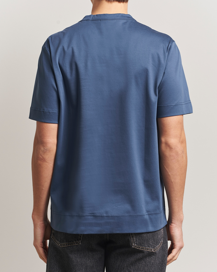 Herr | T-Shirts | NN07 | Pedro Embroidered T-Shirt Denim Blue
