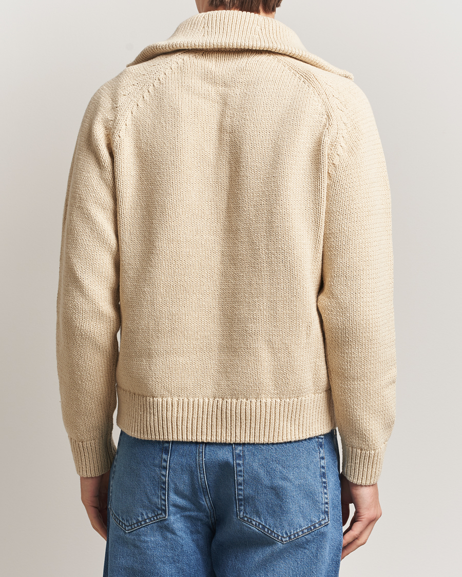 Herr | Tröjor | NN07 | Tristan Heavy Knitted Half Zip Ecru