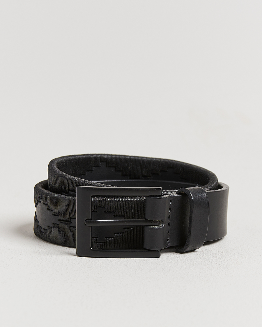 Herr | Bälten | Pampeano | Bordado Hand Stitched Classic Leather Belt 3,5cm Black