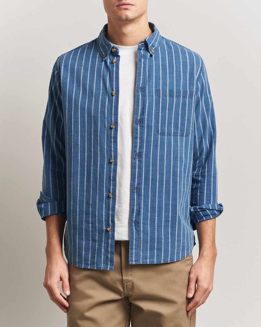 Herr | Skjortor | LES DEUX | Indigo Stripe Shirt Denim Blue