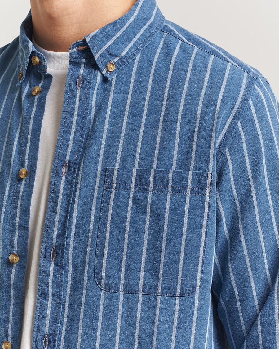 Herr | Skjortor | LES DEUX | Indigo Stripe Shirt Denim Blue