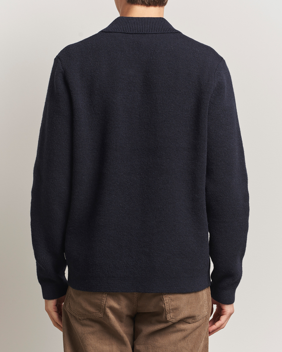 Herr | Skjortor | LES DEUX | Fisher Milano Wool Knit Overshirt Navy