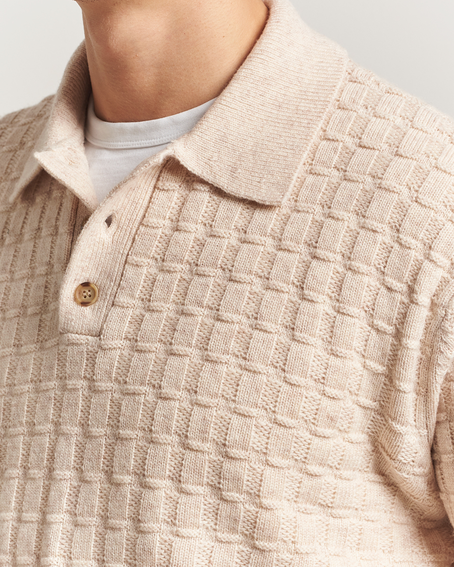 Herr | Tröjor | LES DEUX | Gustav Structured Polo Knit Light Sand Melange