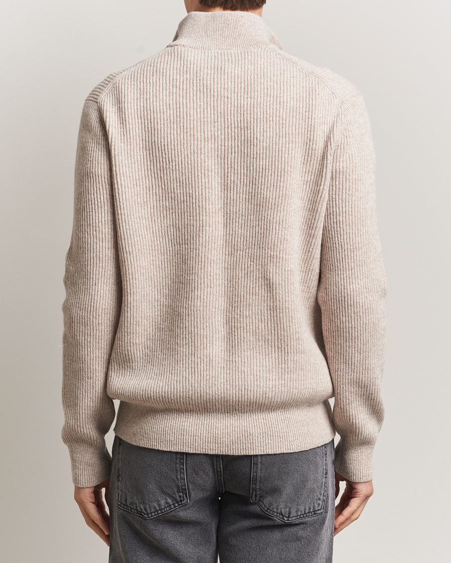 Herr | Tröjor | LES DEUX | Eduard Half-Zip Knit Jumper Light Sand