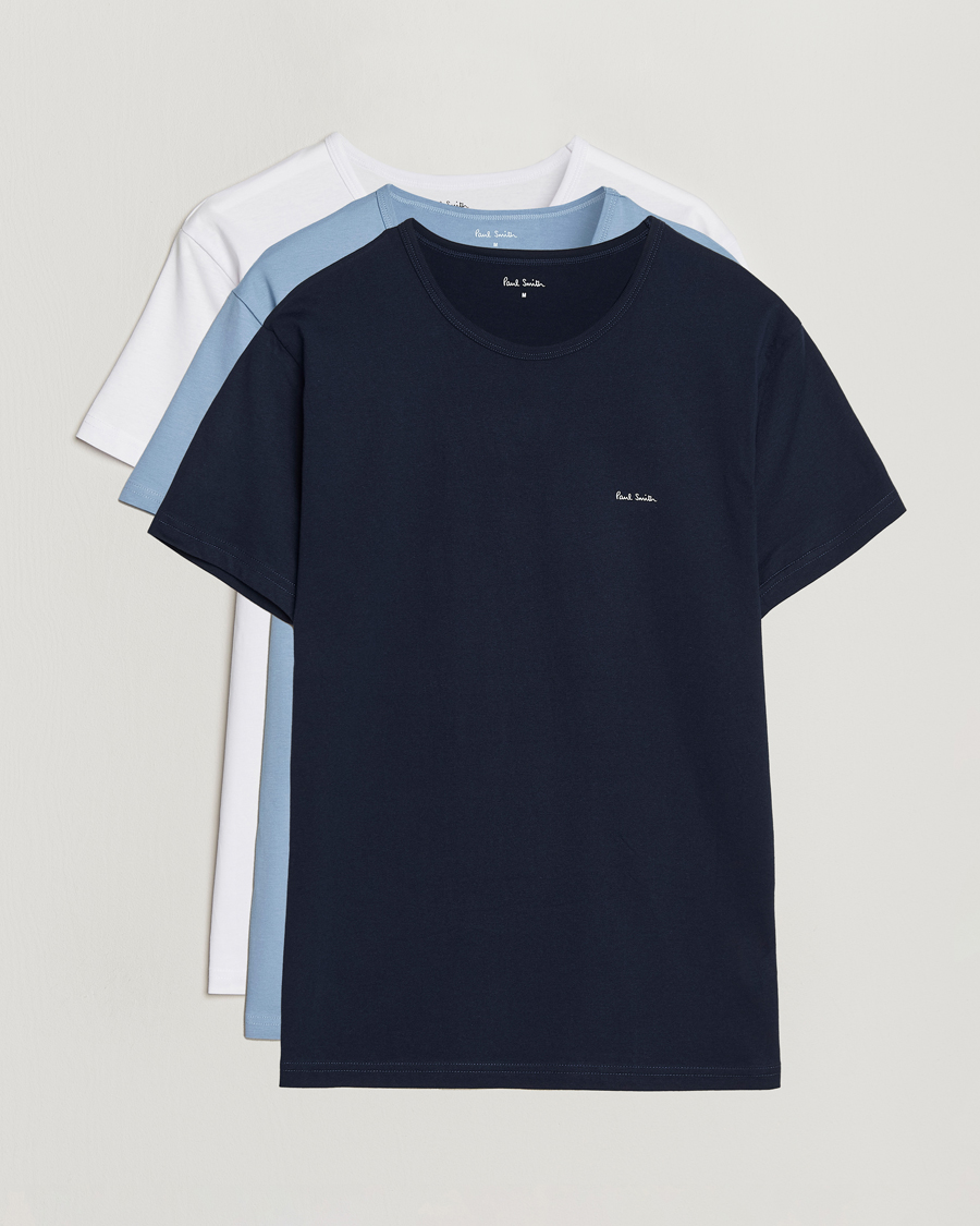 Herr | T-Shirts | Paul Smith | 3-Pack Crew Neck T-Shirt White/Black/Light Blue