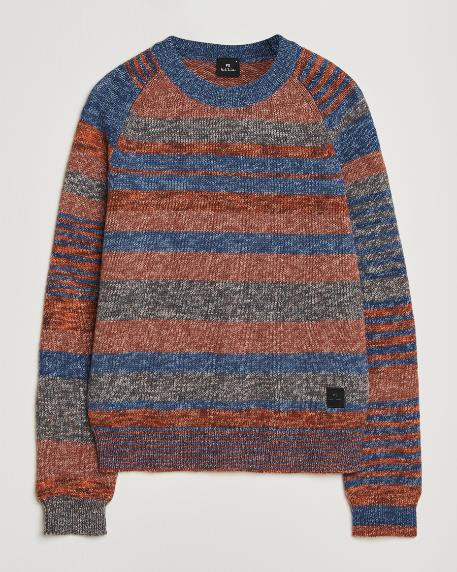 Herr | Tröjor | PS Paul Smith | Wool Knitted Striped Sweater Red Multi