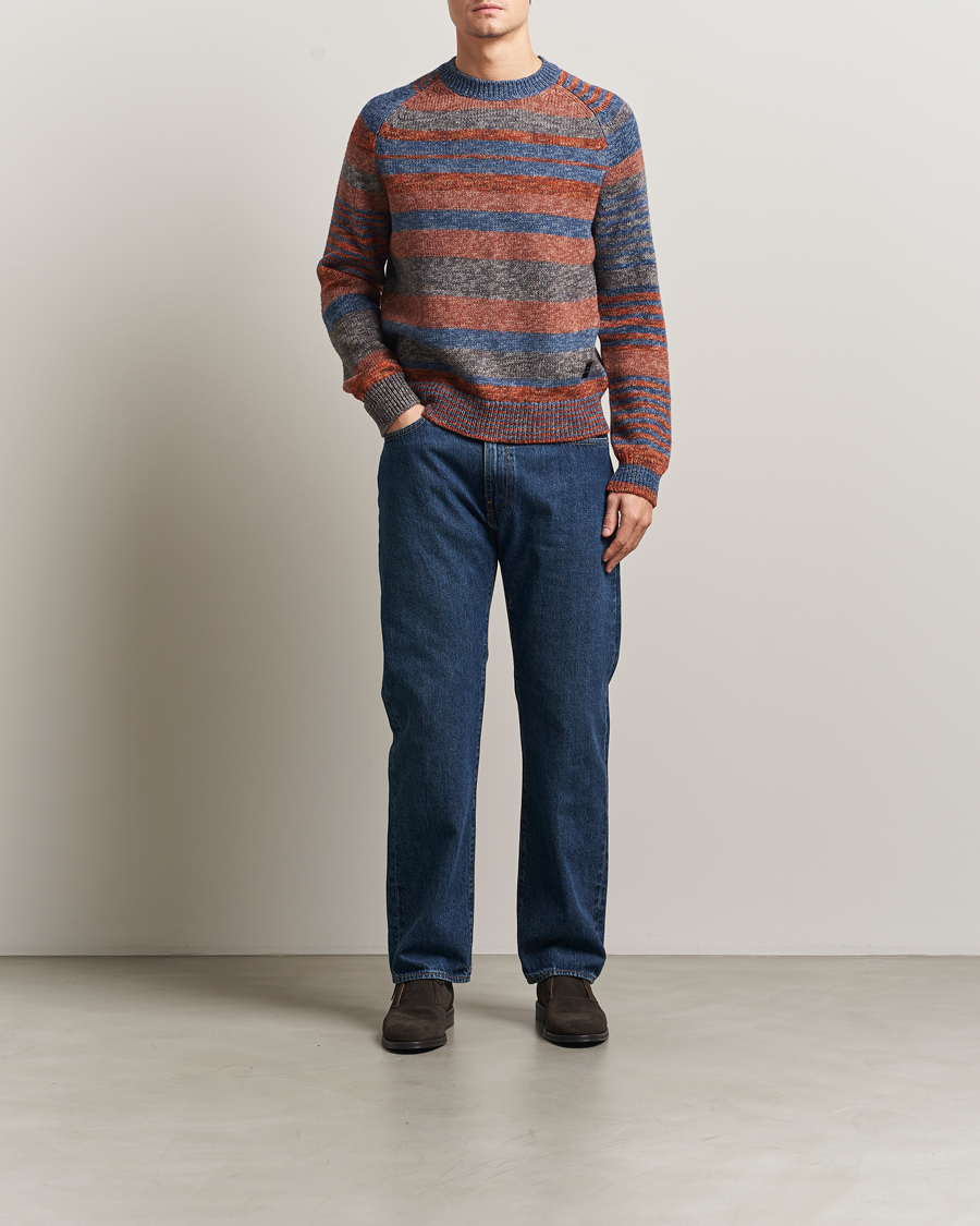 Herr | Tröjor | PS Paul Smith | Wool Knitted Striped Sweater Red Multi