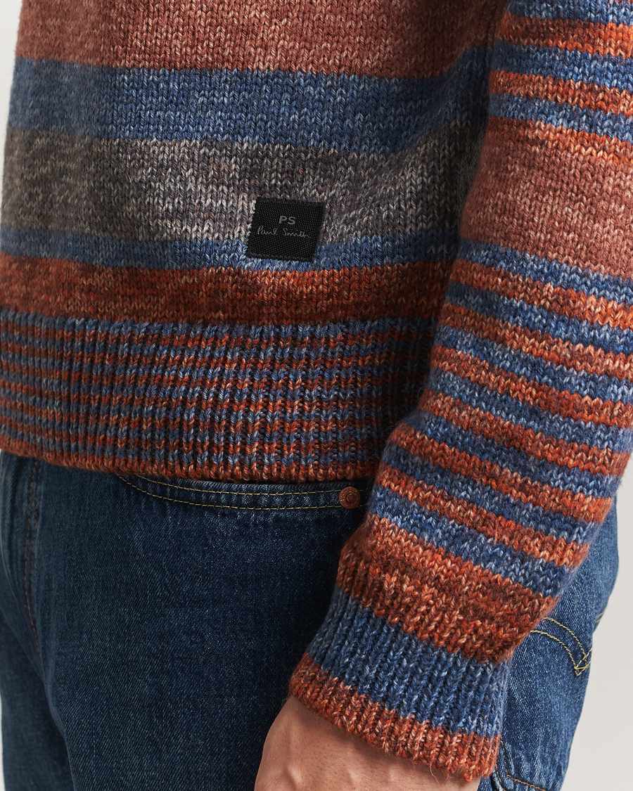Herr | Tröjor | PS Paul Smith | Wool Knitted Striped Sweater Red Multi