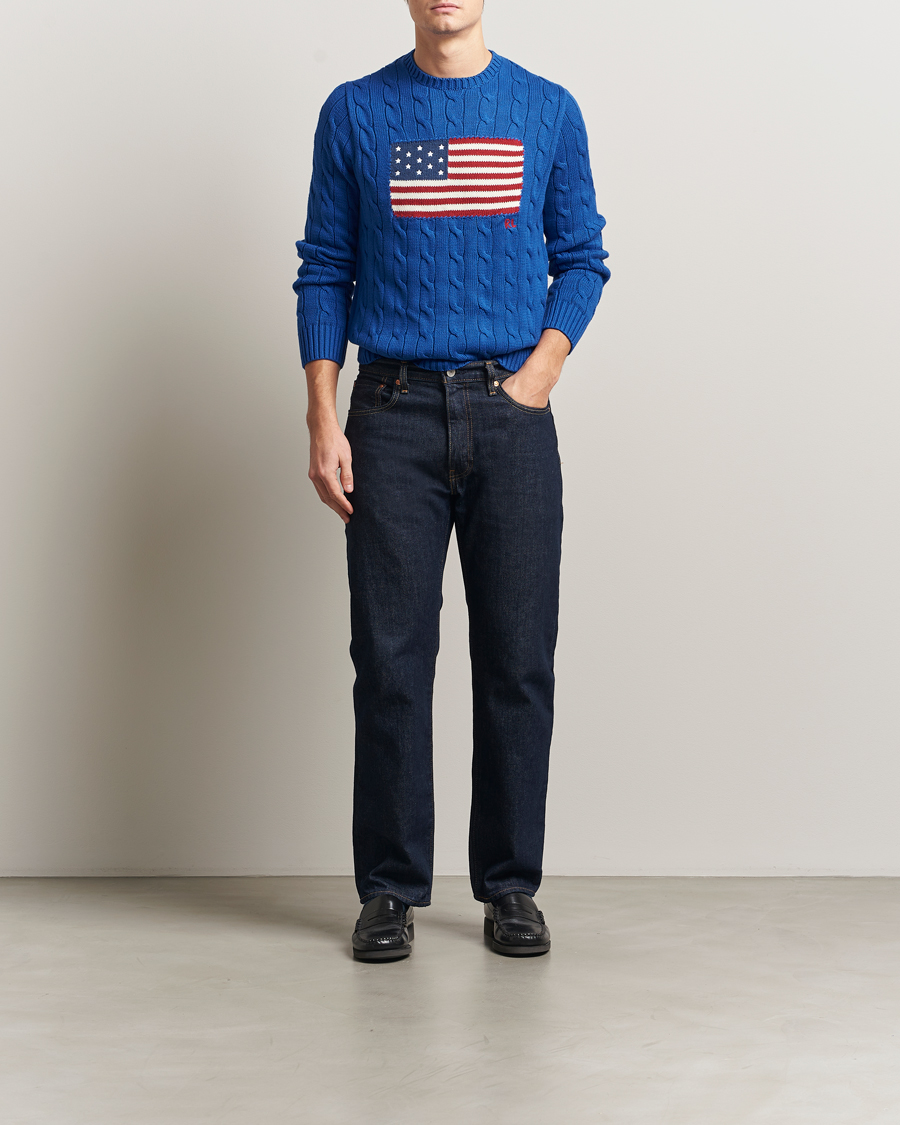 Herr | Tröjor | Polo Ralph Lauren | Cotton Cable Flag Sweater Sapphire Star