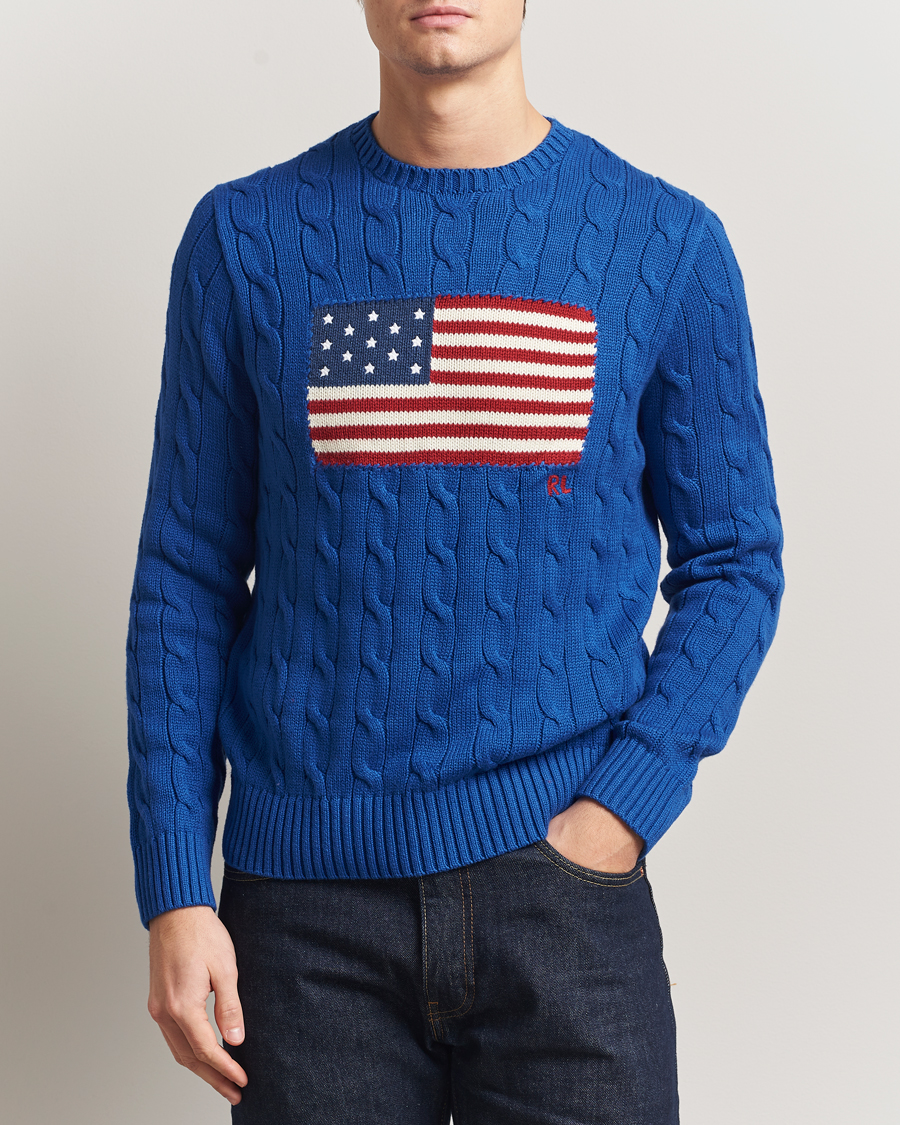 Herr | Tröjor | Polo Ralph Lauren | Cotton Cable Flag Sweater Sapphire Star