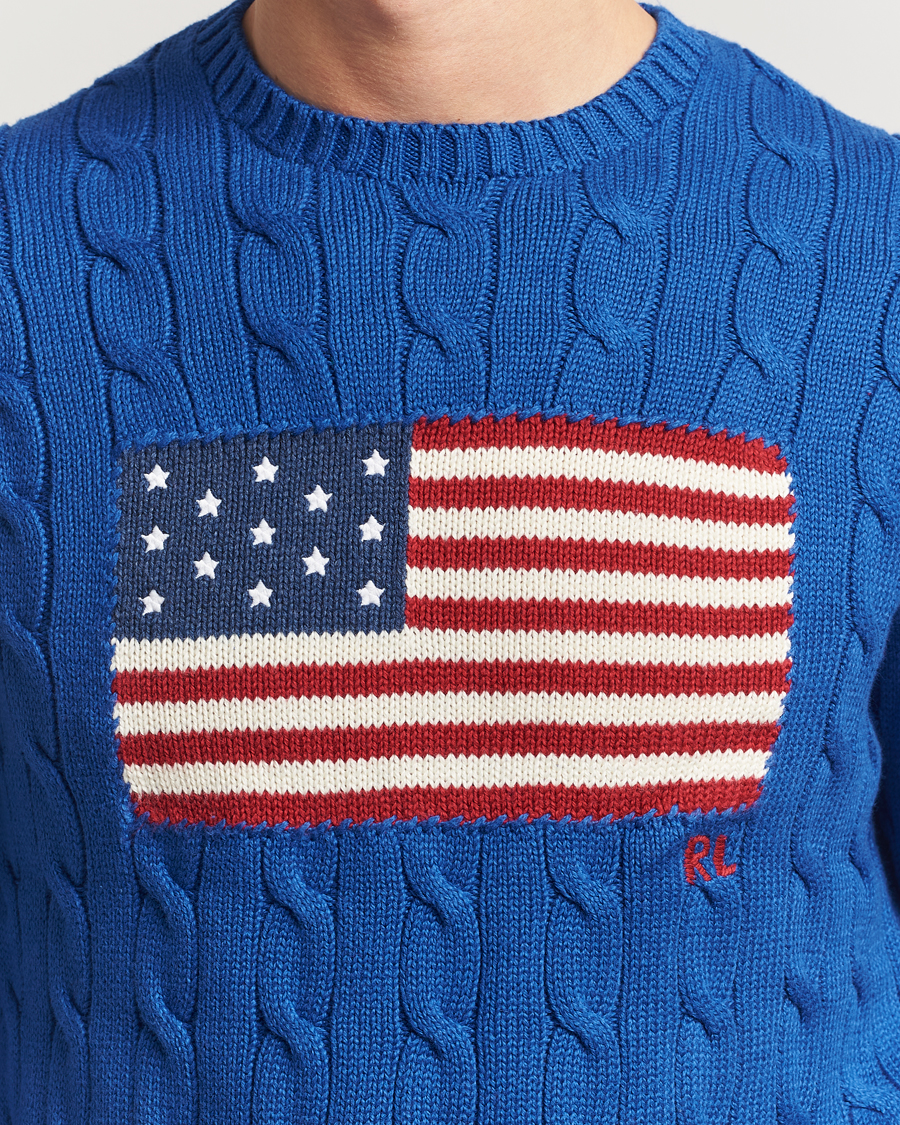 Herr | Tröjor | Polo Ralph Lauren | Cotton Cable Flag Sweater Sapphire Star