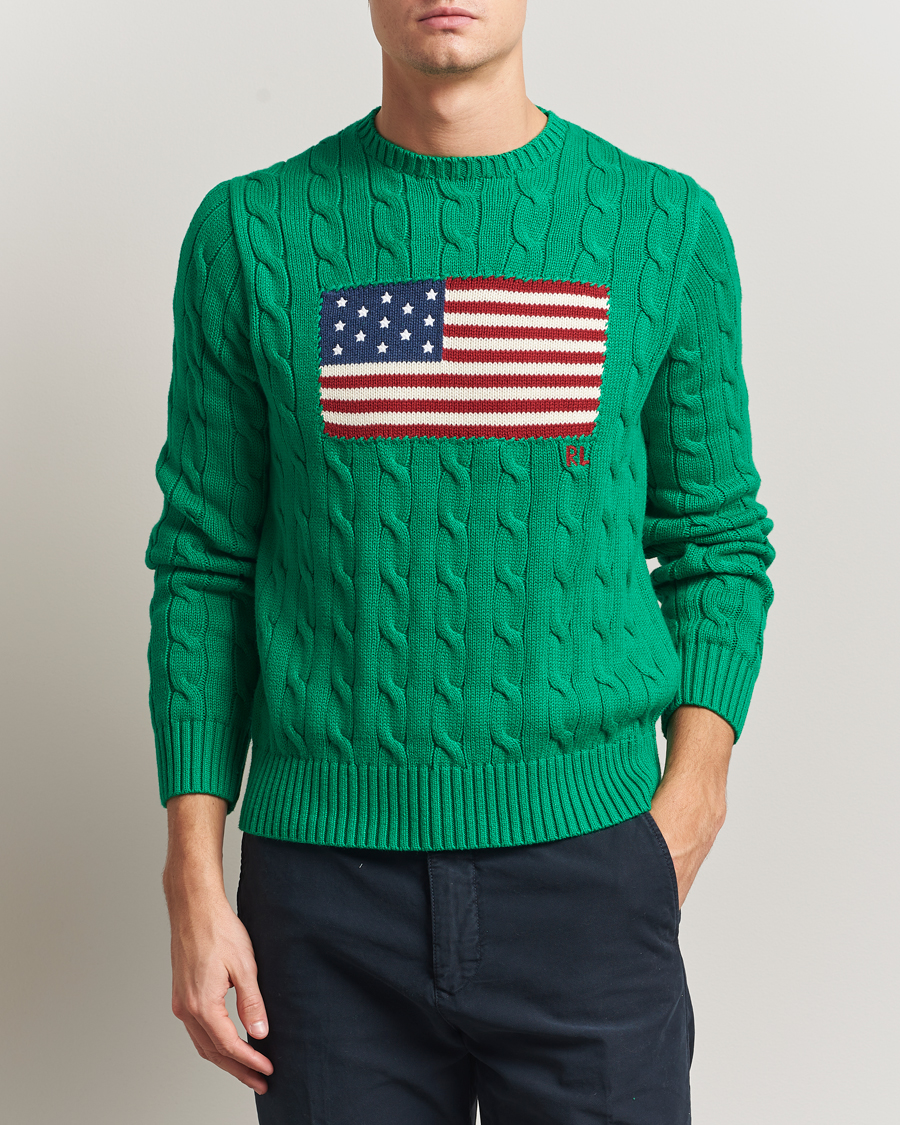 Herr | Tröjor | Polo Ralph Lauren | Cotton Cable Flag Sweater Billiard Green