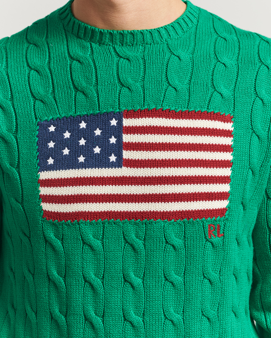 Herr | Tröjor | Polo Ralph Lauren | Cotton Cable Flag Sweater Billiard Green