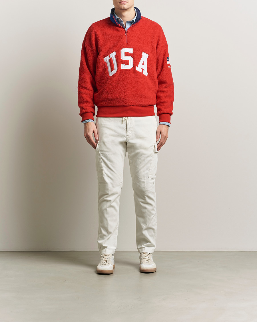 Herr | Tröjor | Polo Ralph Lauren | Polar Half Zip USA Fleece RL 2000 Red