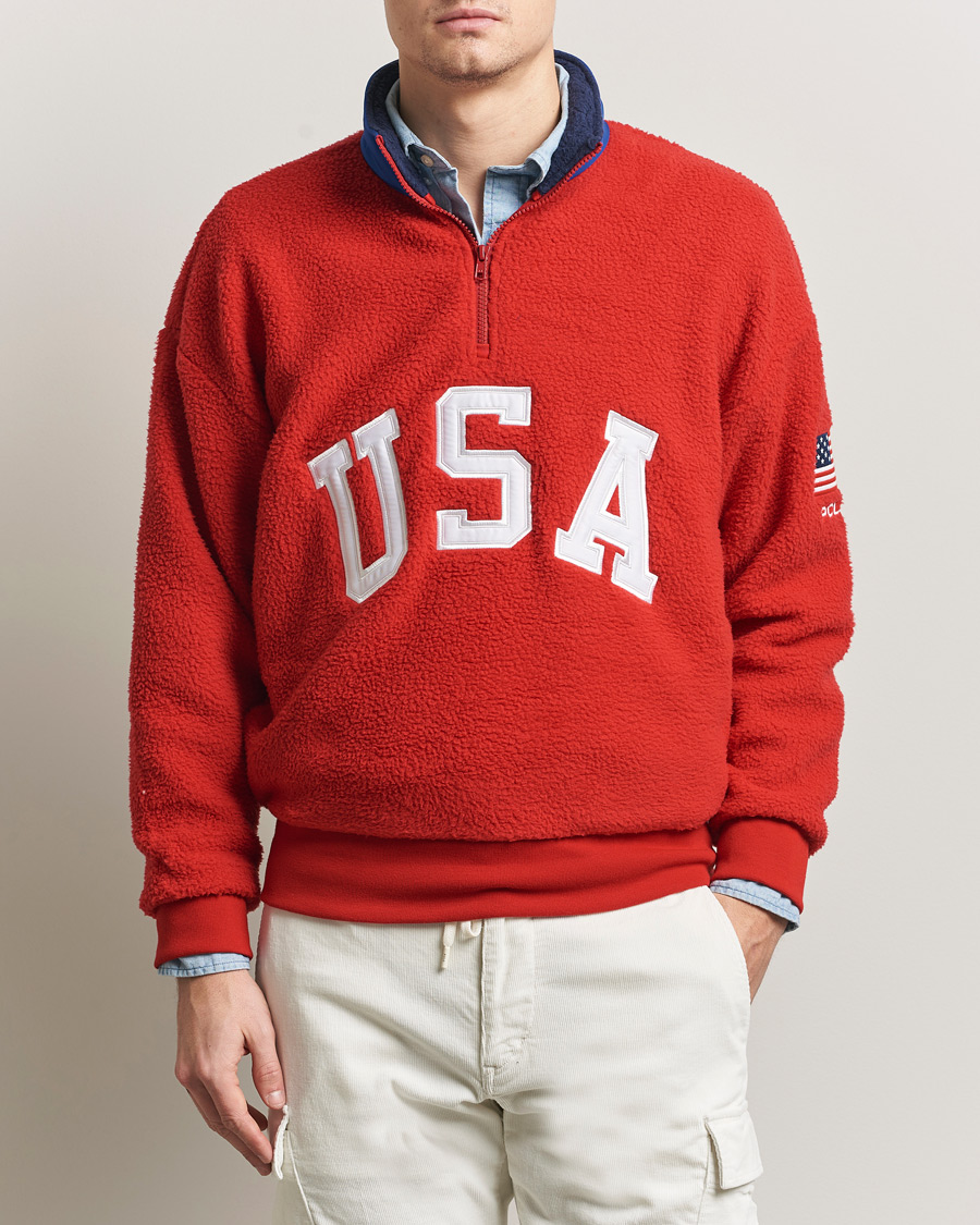 Herr | Tröjor | Polo Ralph Lauren | Polar Half Zip USA Fleece RL 2000 Red