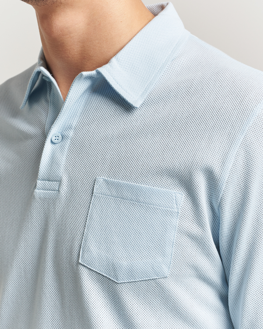 Herr | Pikéer | Sunspel | Long Sleeve Riviera Polo Shirt Frost Blue