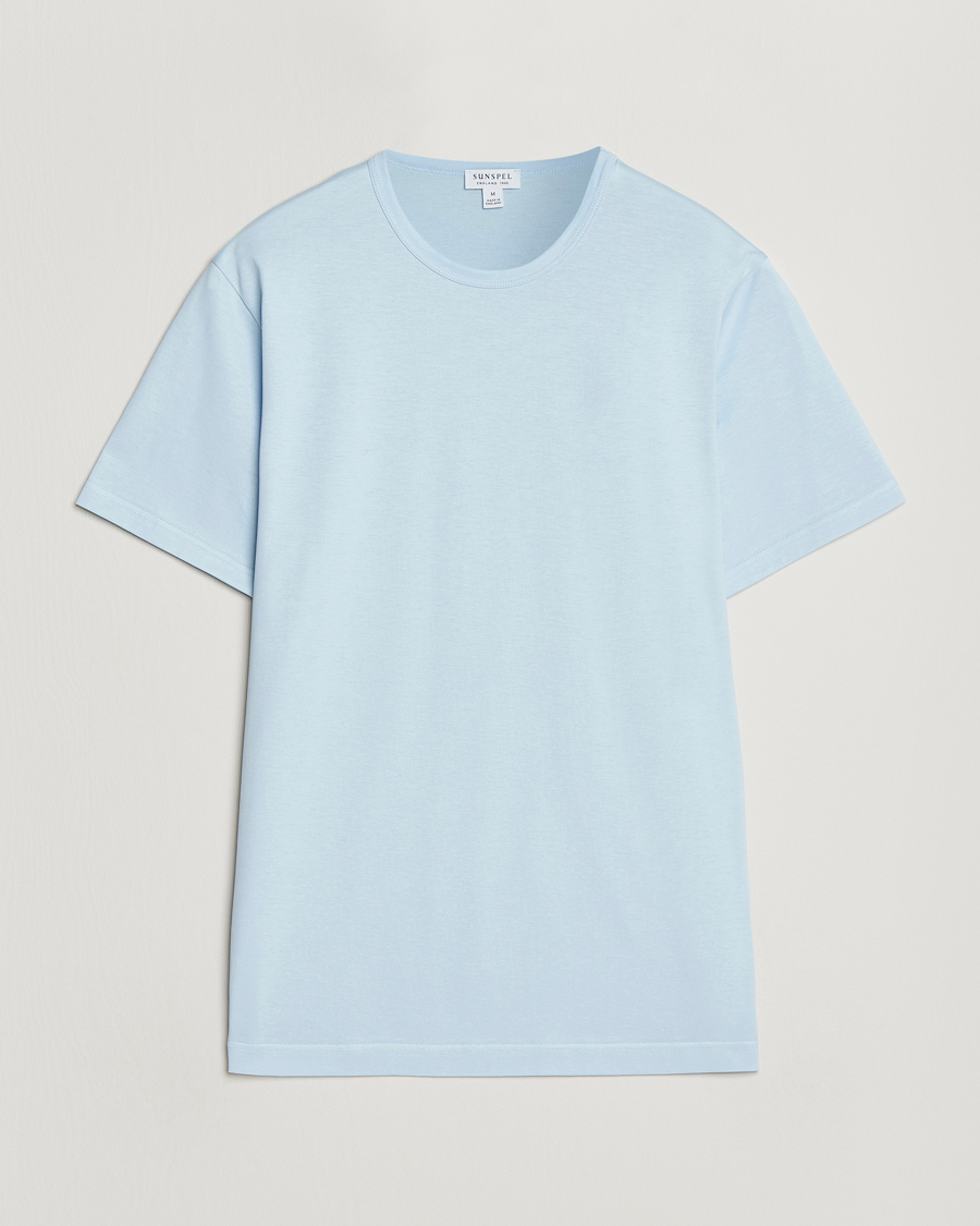 Herr | T-Shirts | Sunspel | Crew Neck Q82 Cotton T-Shirt Frost Blue