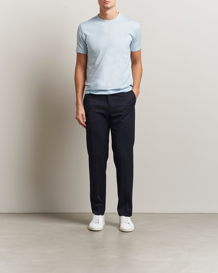 Herr | T-Shirts | Sunspel | Crew Neck Q82 Cotton T-Shirt Frost Blue
