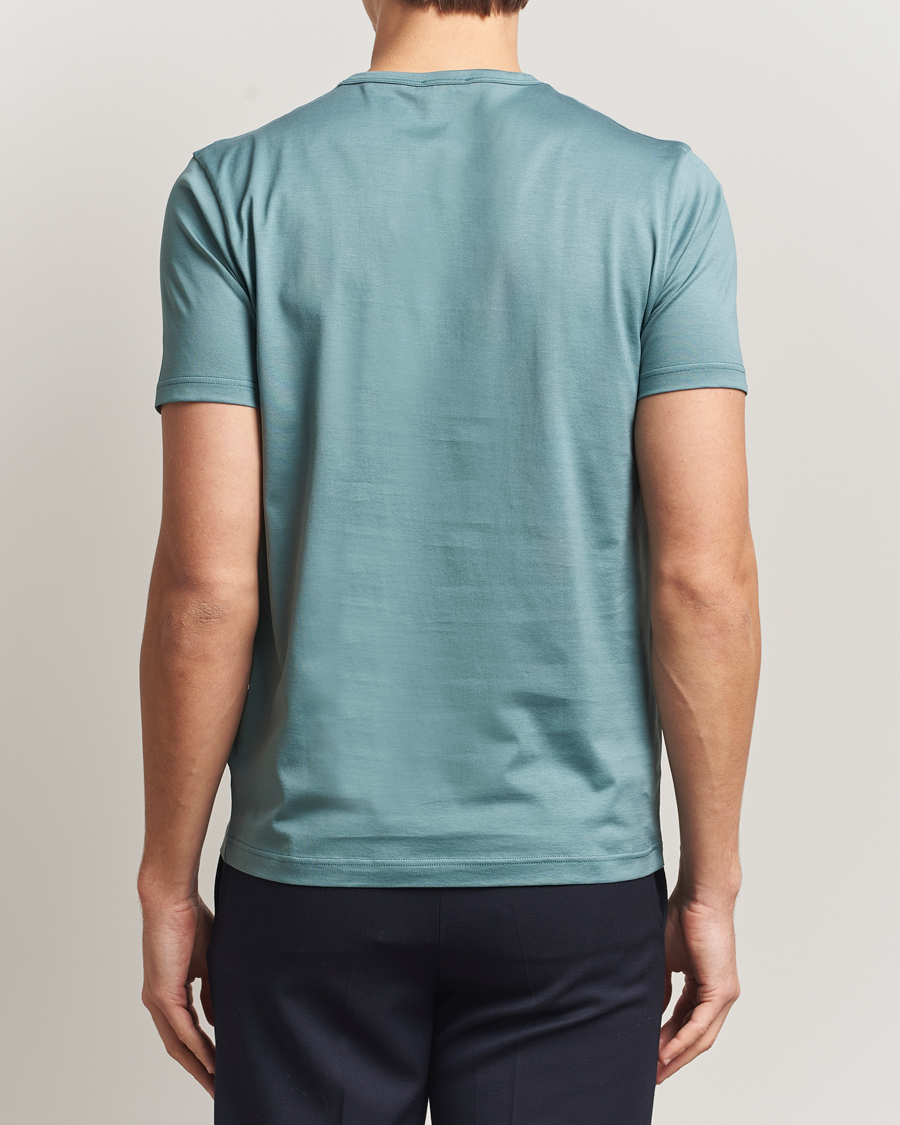 Herr | T-Shirts | Sunspel | Crew Neck Q82 Cotton T-Shirt Steel Green
