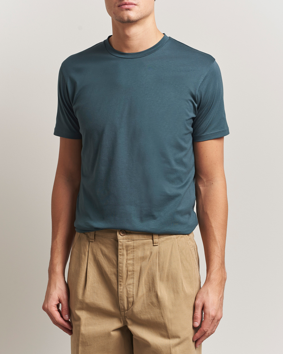 Herr | T-Shirts | Sunspel | Riviera Midweight T-Shirt Dark Petrol