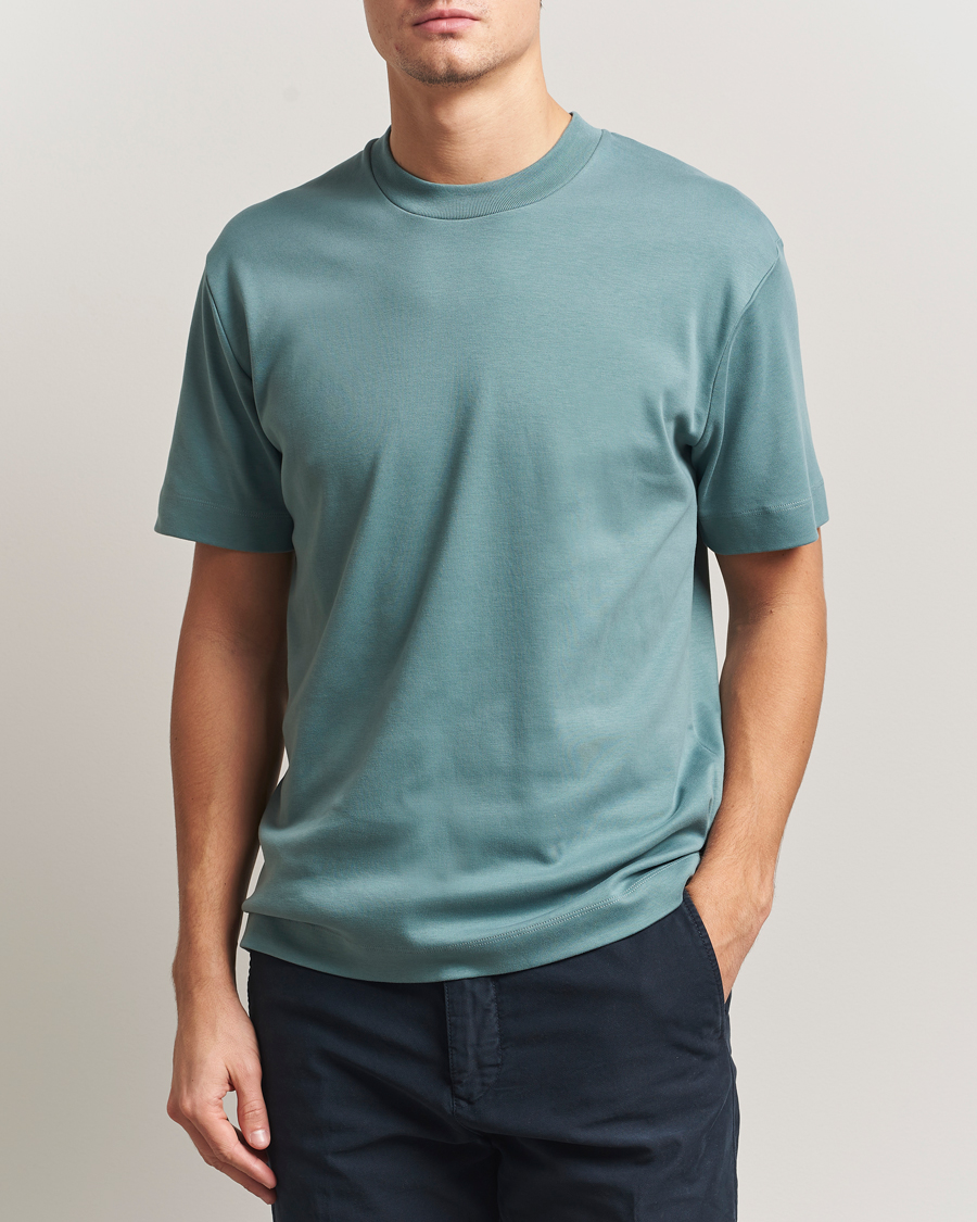 Herr | T-Shirts | Sunspel | Heavy Weight Supima Cotton T-Shirt Steel Green