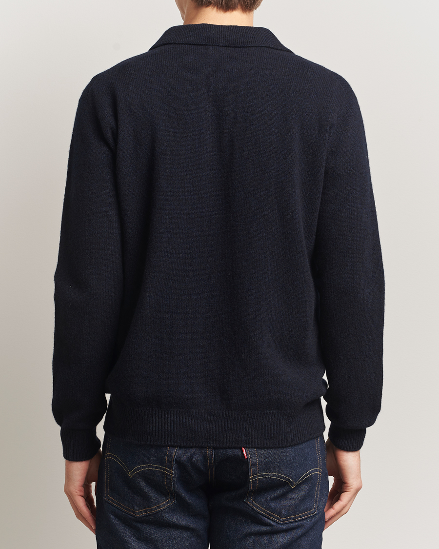Herr | Tröjor | Sunspel | Lambswool Cardigan Dark Navy