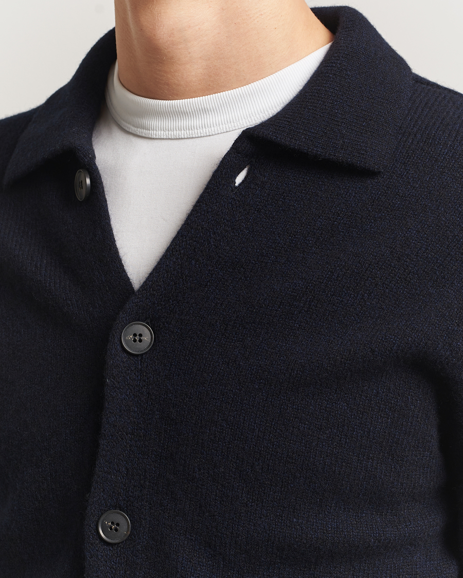 Herr | Tröjor | Sunspel | Lambswool Cardigan Dark Navy