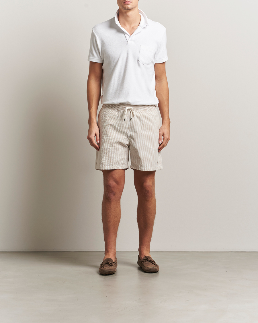 Herr | Badbyxor | Polo Ralph Lauren | Traveler Mid Trunk Seersucker Coastal Beige