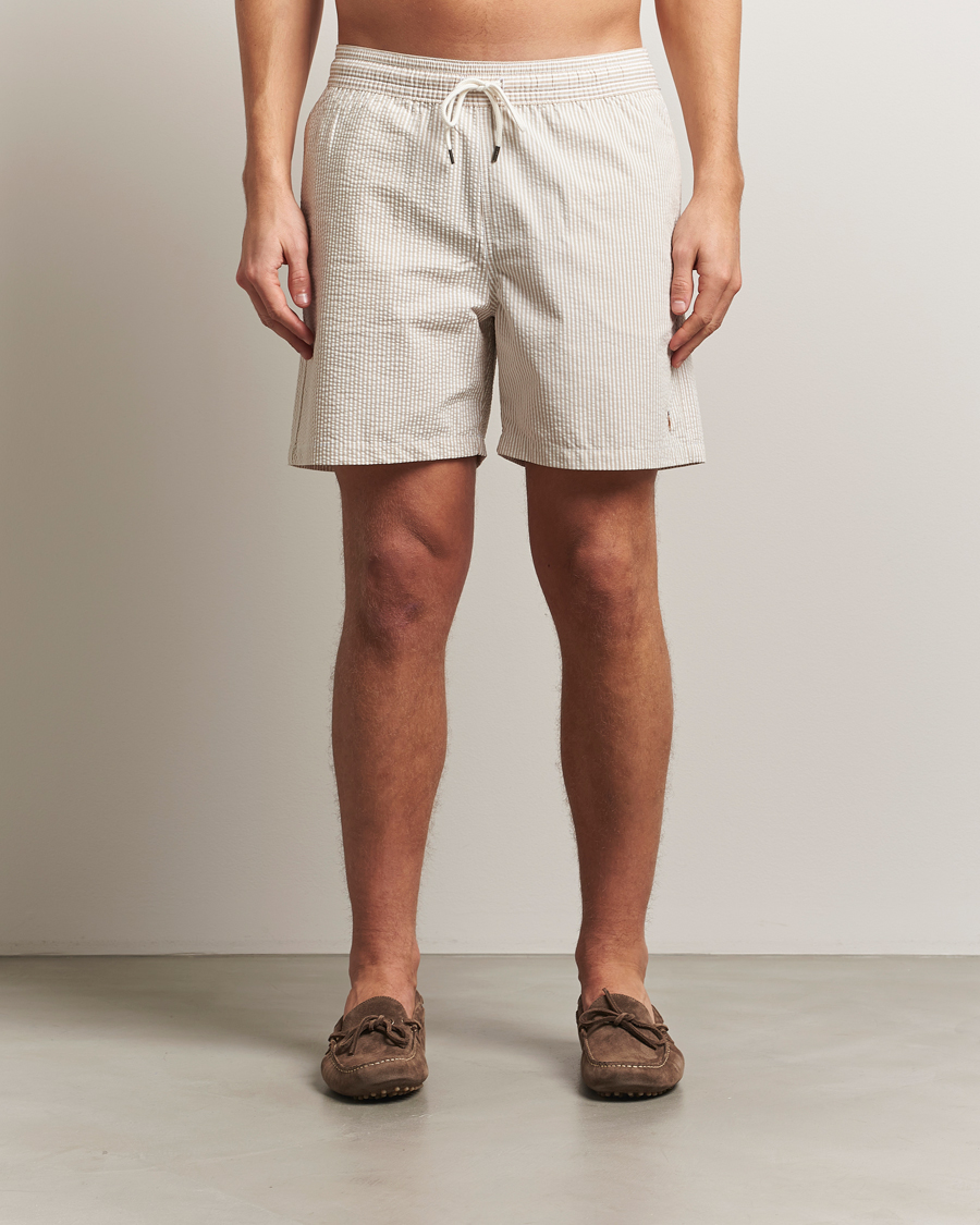 Herr | Badbyxor | Polo Ralph Lauren | Traveler Mid Trunk Seersucker Coastal Beige