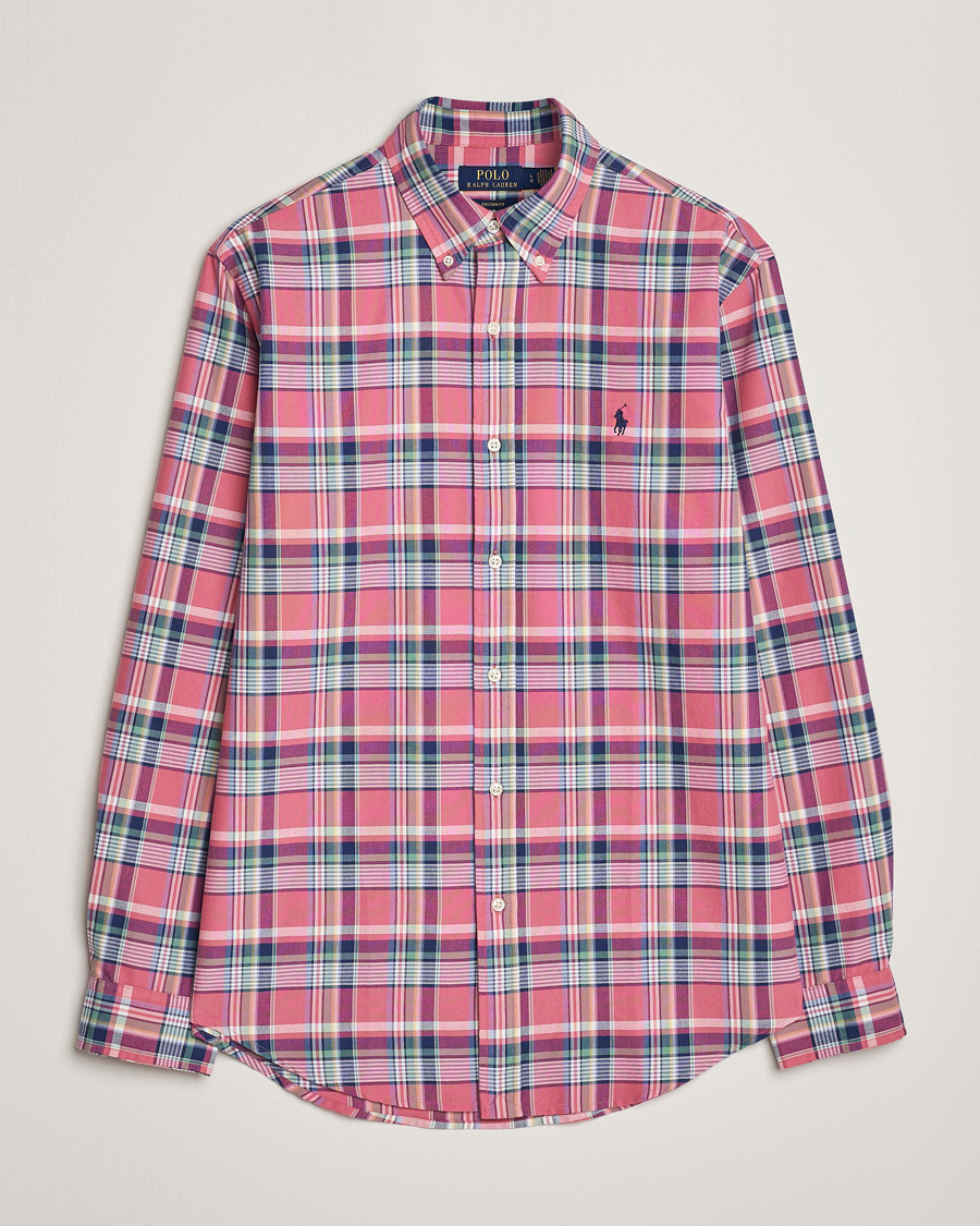 Herr | Västar | Polo Ralph Lauren | Custom Fit Oxford Checked Shirt Pink/Blue