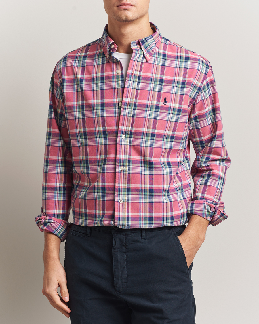 Herr | Västar | Polo Ralph Lauren | Custom Fit Oxford Checked Shirt Pink/Blue