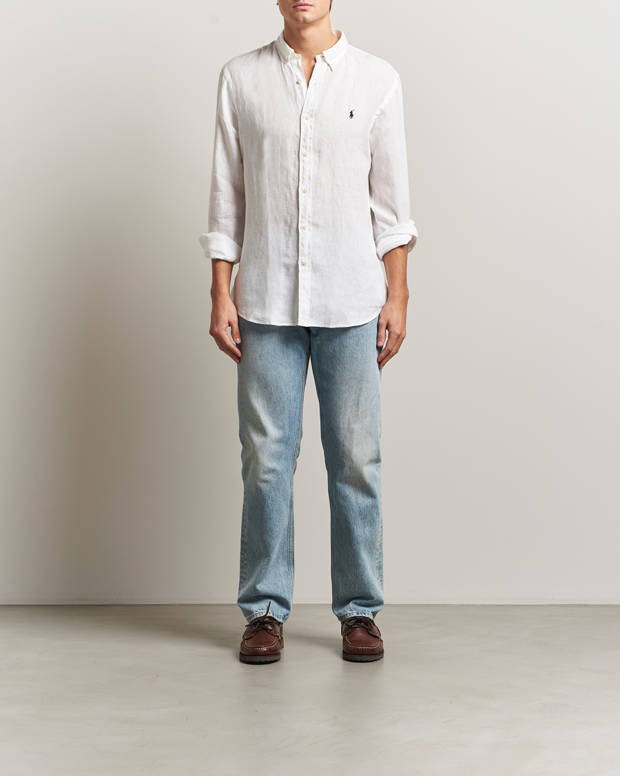 Herr | Västar | Polo Ralph Lauren | Slim Fit Linen Shirt White