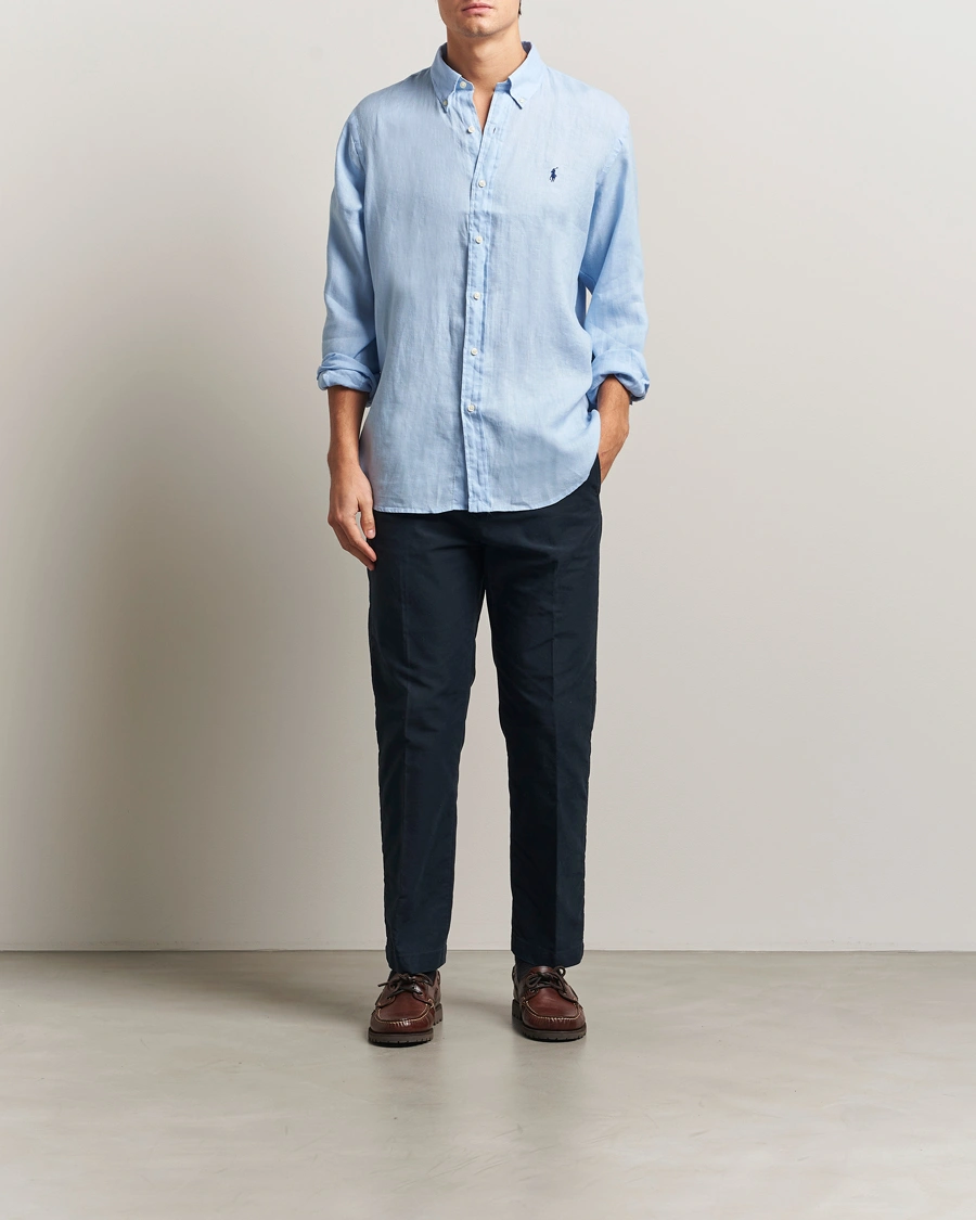 Herr | Skjortor | Polo Ralph Lauren | Custom Fit Linen Shirt Office Blue